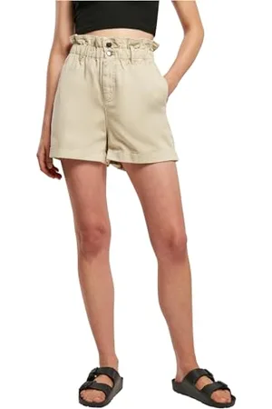 Urban classics Pantaloncini Donna a Vita Alta, Pantaloncini con Vita Arricciata, Shorts in Cotone Diversi Colori Disponibili, Taglie 26 - 55