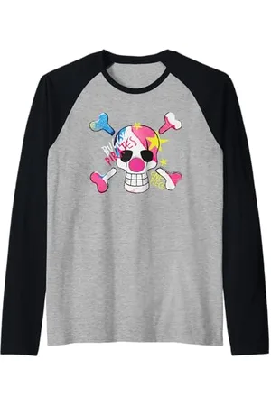 Onepiece Buggy Pirates Logo Colore Cranio Clown & Crossbones Maglia con Maniche Raglan