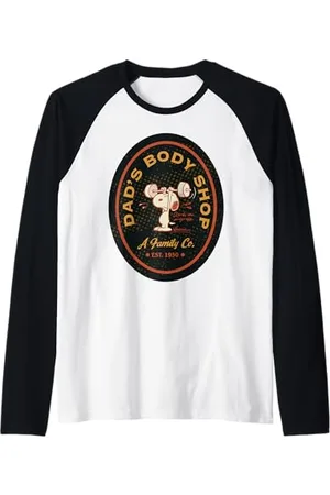 Peanuts Snoopy Festa del papà Regali Allenamento Best Dad Body Fitness Shop Maglia con Maniche Raglan