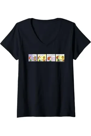 Peanuts Donna Peppermint Patty Franklin Scuola Compiti A Casa Fumetto Striscia Retro Maglietta con Collo a V