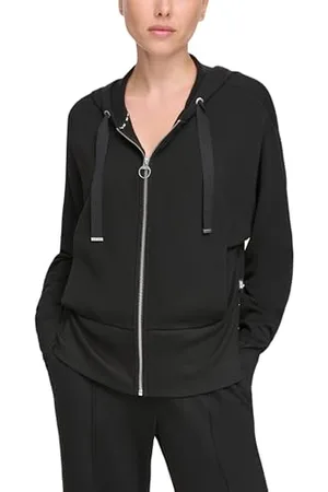 DKNY Felpa con Zip Intera Greenwich Cappuccio, , S Donna