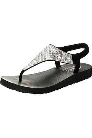 Skechers Cali, Rockstar della Meditazione Donna, Black Mitobuck/Rhinestone Trim, 35 EU