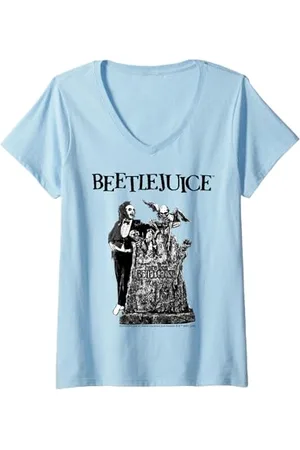 BEETLEJUICE Donna Film Classico Gotico Art Maglietta con Collo a V