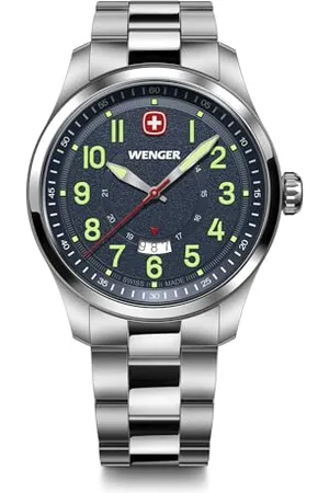 Wenger Orologio Uomo Terragraph Ø 43 mm, Swiss Made, Quarzo Analogico, Impermeabile fino a 100 m, Bracciale Inox, , 01.0541.123