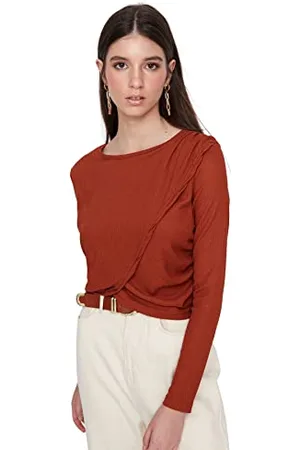 Trendyol Donna Regolare Standard Girocollo Maglia Camicetta Camicia, , M