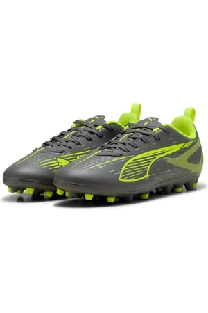 PUMA Ultra 5 Play MG JR, Scarpe da Calcio, Matte Aged Silver-Yellow Alert Aged Silver, 34.5 EU