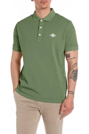 Replay Polo classica a maniche corte da uomo , verde (Combat Green 830), M