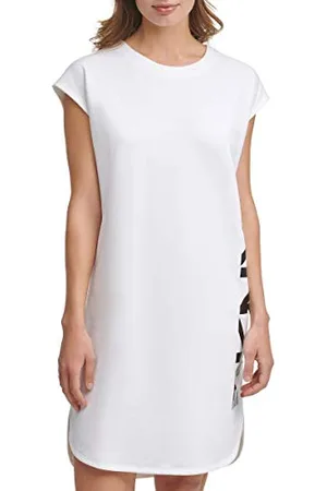 DKNY P0rd1b2j, cap Slv Logo T-Shirt Abito Casual, , S Donna