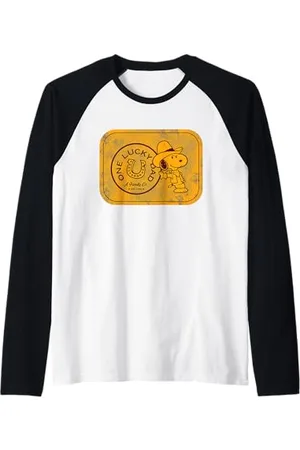 Peanuts Snoopy Festa del papà Regali Lucky Dad Greatest Rodeo Cowboy Maglia con Maniche Raglan