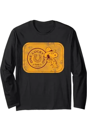 Peanuts Snoopy Festa del papà Regali Lucky Dad Greatest Rodeo Cowboy Maglia a Manica