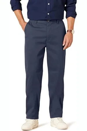 Amazon Pantaloni Chino Classici con Parte Piatta sul Davanti Resistenti alle Pieghe (Disponibili in Taglie Extra Forti) Uomo, , 40W / 28L
