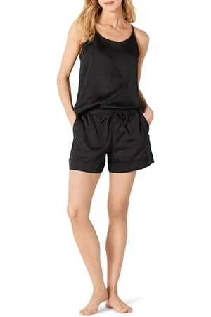 Amazon Set Pigiama in Raso con Canottiera e Pantaloncini Donna, , XL