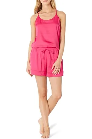 Amazon Set Pigiama in Raso con Canottiera e Pantaloncini Donna, , L