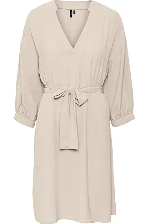 VERO MODA VMPYE 3/4 ABK Dress Wvn BTQ GA Vestito, Whitecap Gray, M da Donna