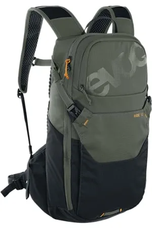 Evoc Zaino da bici RIDE 12 protector, zaino da trekking per sentieri e uso quotidiano (supporto per casco, zaino con vescica di idratazione da 2 l), oliva scuro/nero