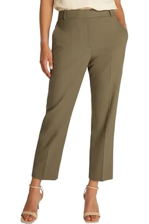Tommy Hilfiger Donna Pantaloni in Tessuto Core Slim Straight Fit, Marrone (Tundra ), 38