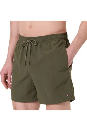 Tommy Hilfiger Uomo Pantaloncino da Bagno Medium Drawstring con Logo, Verde (Army Green), L