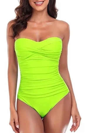 Relleciga Costume da Bagno Intero Senza Spalline per Donne con Controllo della Pancia, , M