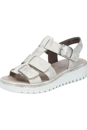 Rieker V1361, Sandali con Zeppa Donna, Beige, 36 EU