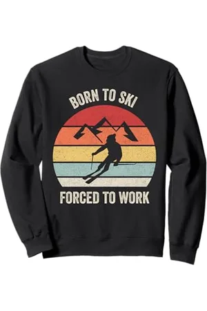 Catch Some Rays Maglietta retrò Born To Ski Forced to Work per sciatore regalo divertente sci Felpa