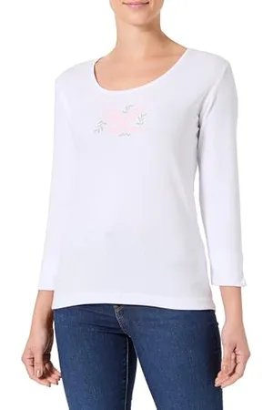 Armor.lux Armor Lux T-Shirt Végétaux Manches 3/4 et col Rond en Coton Léger Femme Maglione, , L Donna