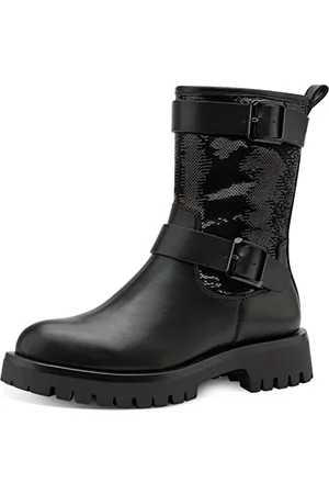 Tamaris Donna Stivaletti, Signora Stivali da Biker,TOUCHit,Boots,Stivaletto,Stivale da Motociclista,Piatto,Black,36 EU