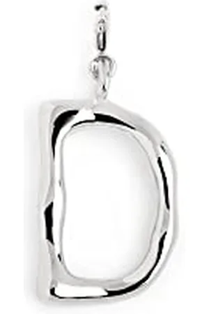 SINGULARU Charm Letter XL. Ciondolo con Iniziale in Ottone con Finitura Placcata Rodio. Abbinabile con Collana. Gioielli da Donna. Lettera D