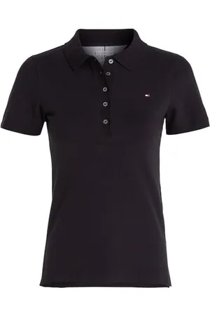 Tommy Hilfiger Donna Maglietta Polo Maniche Corte 1985 Polo Slim Fit, (Black), XXS