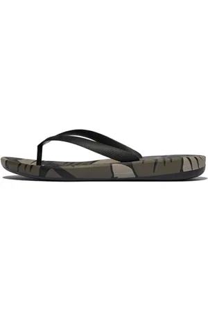 FitFlop Iqushion Mens Leaf-Print Ergonomic Flip-Flops, Infradito Uomo, , 43 EU