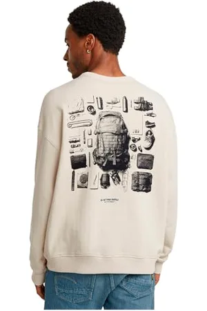 G-Star Uomo Knolling Back Graphic Loose Sweater, (whitebait D25135-D557-1603), S