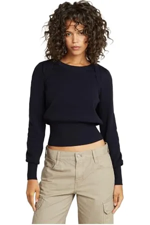 G-Star RAW Moto Slim Knitted Sweatshirt Felpa, (Osaka Blue D23815-b146-3873), L Donna