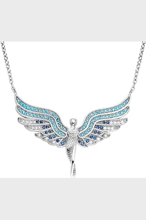 Engelsrufer ERN-FLYANGEL-ZIBL - Collana da donna in sterling con angelo in zirconi blu, chiusura a moschettone, senza nichel, dimensioni: 40 + 4 cm, 50 cm, sterling, Zirconia cubica
