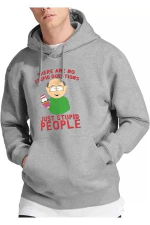South Park No Stupid Questions Hoodie Felpa con Cappuccio, (Athletic Heather), L Unisex-Adulto