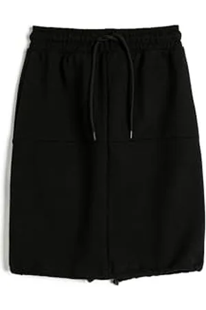 Koton Basic Skirt Drawstring Split Detail Cotton Blend, Gonna Ragazze, (999)