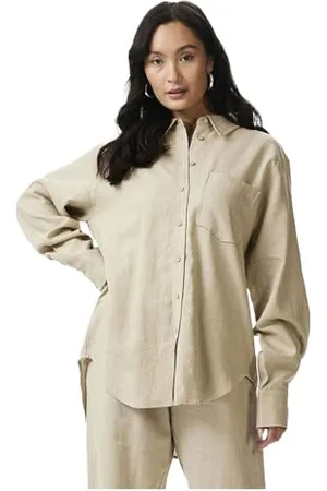Y.A.S Y.A.S flaxy LS Linen-Maglietta Noos Camicia a Maniche Lunghe, , M Donna