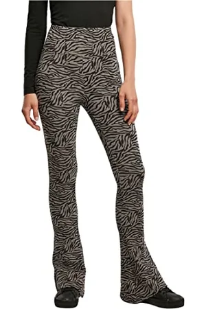 Urban classics Ladies High Waist Zebra Boot Cut Leggings, , M Donna