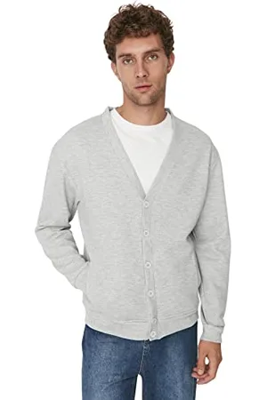 Trendyol Cardigan in Maglia Basic con Scollo a V da Uomo vestibilità Regolare Blazer, , XL