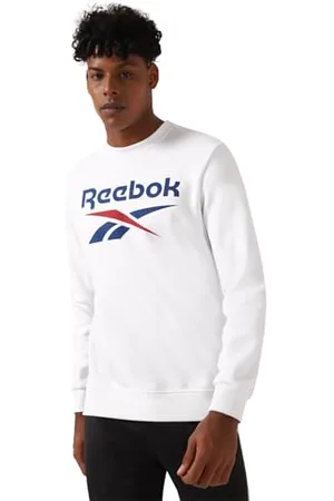 Reebok Grande Equipaggio con Logo impilato Felpa, , S Uomo
