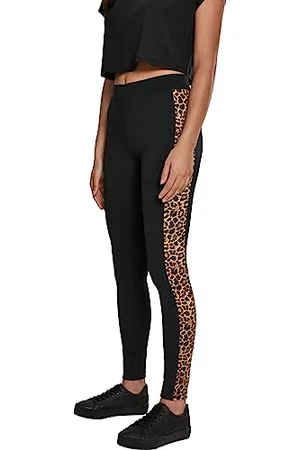 Urban classics Ladies Side Striped Pattern Leggings, (Blk/Leo 01722), 40 (Taglia Produttore: XS) Donna