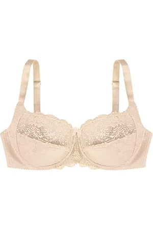 Dorina Philippa Reggiseno Donna con Ferretto, Tessuto Micro Jacquard con Dettagli in Pizzo, Ali a U, Elastico Picot Lucido e Fiocco in Raso, Nudo