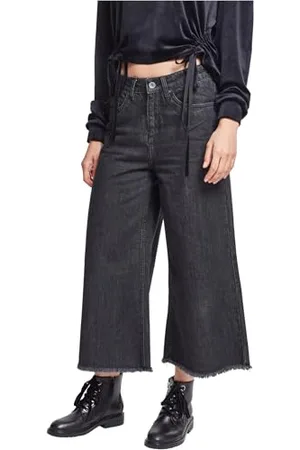 Urban classics Ladies Denim Culotte Pantaloni, (Black Washed 00709), W27 (Taglia Produttore: Small) Donna