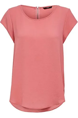 ONLY Onlvic S/S Solid Top Noos Wvn T-Shirt, (Tea Rose), 36 EU Donna