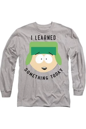 South Park Learned Something Today Mens Long Sleeve T Shirt, (Athletic Heather), M Unisex-Adulto