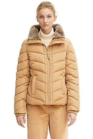 TOM TAILOR Le signore Giacca trapuntata con colletto alto 1032477, 27841 - Soft Light Camel, XL