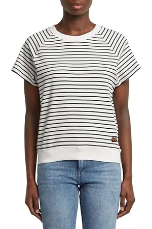 G-Star Donna Raglan Top, (lt chalk/osaka blue stripe D24512-D979-H315), S
