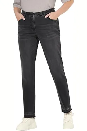 Ulla Popken Jeans Sammy con Orlo Aperto 830533, , 32W x 32L Donna