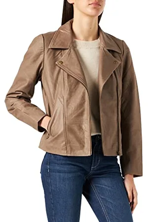 Cream Giacca in Pelle Crrabia, Marrone, 40 Donna