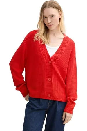 TOM TAILOR 1043311 Cardigan, 13745-Scarlet Red, XL Donna
