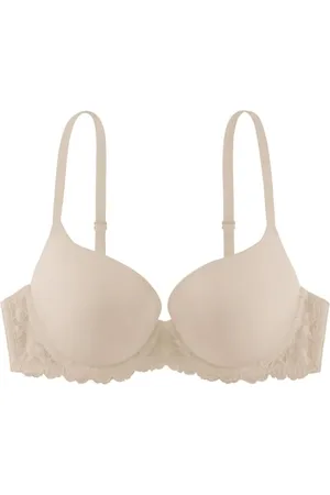 Dorina Claire Reggiseno Super Push-Up Demi, con Ferretto, Coppe Modellate, Micro Fibra Morbida e Dettagli in Pizzo Sensuale, Beige