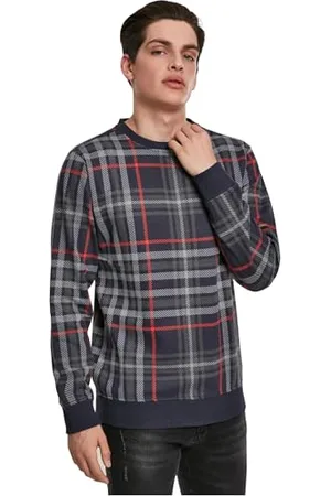Urban classics Pullover All-over-print Check Crewneck, Felpa Uomo, (Midnight/Firered 02369), M